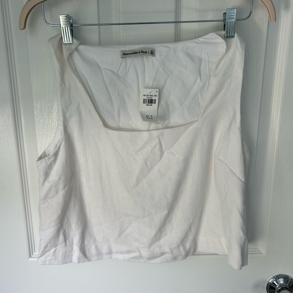 Abercrombie & Fitch Boxy White Linen Top